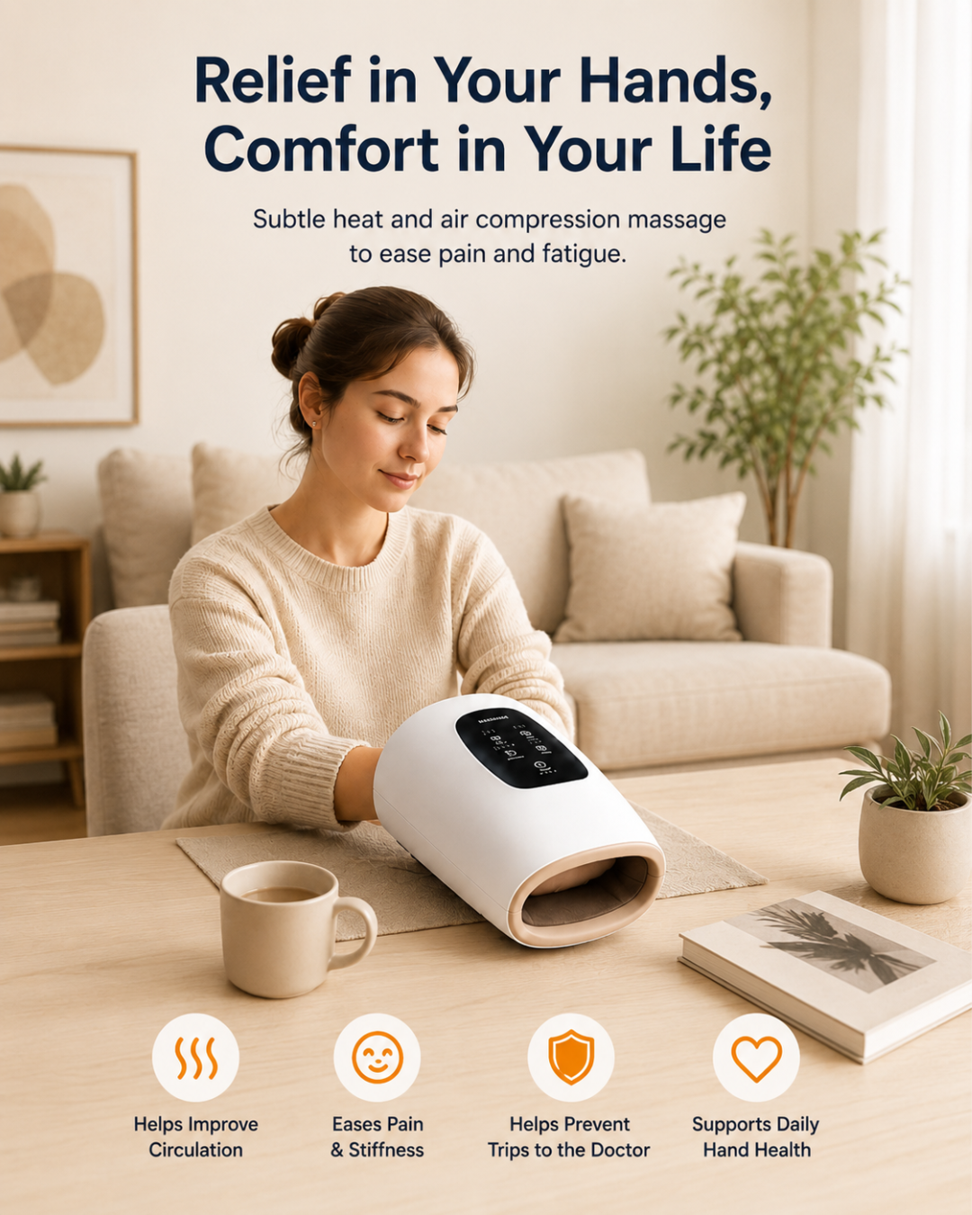 Resturiva™ AirFlow Compression Hand Massager with Heat & Vibration
